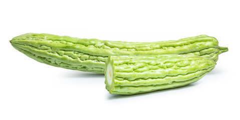 Bitter melon gourd vegetable isolated on white background