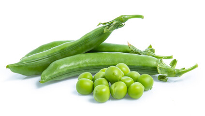 green pea vegetable bean isolated on white background