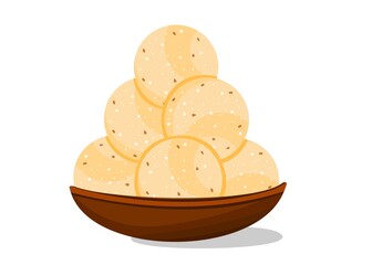 Rava,Rawa Laddu laddu Indian Sweets or Mithai Food Vector