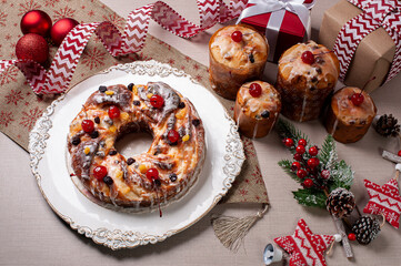 Delicious Christmas bread and homemade panettone