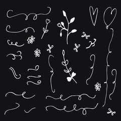 Roughly hand drawn, handmade elements. Set of hearts, stars and arrows EPS Vector