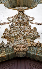 Baroque church portico (detail) in Sao Joao del Rei, Minas Gerais, Brazil  