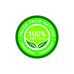 Set 100% organic label vector template.