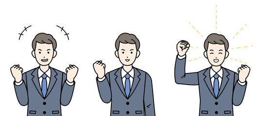ビジネスマン 会社員 スーツ姿の男性 ガッツポーズ Wall Mural Senryu