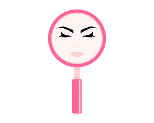 Magnifying glasses with beauty woman face inside
