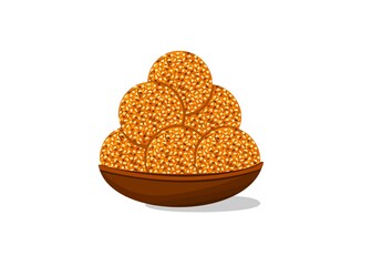 Til Laddu Indian Sweets or Mithai Food Vector