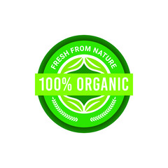 Set 100% organic label vector template.