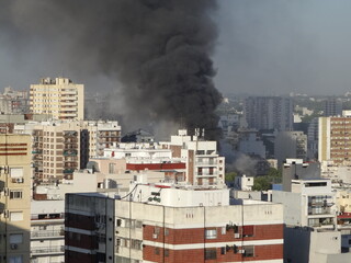 fire desaster in city of  Buenos Aires, Argentina