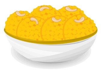 Boondi laddu Indian Sweets or Mithai Food Vector