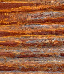 Closeup Rusted Galvanized iron plate, Rust metal surface texture, old weathered rusted corroded stained texture for background