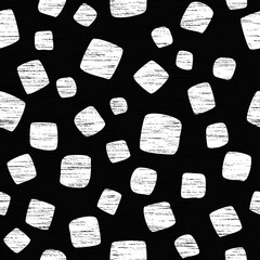 Fototapeta premium Seamless pattern. Black shapeless squares. White background. Vector design.