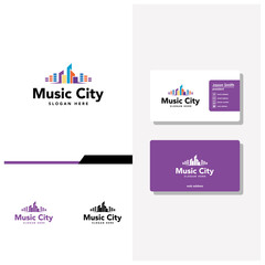 music city logo design and business card vector