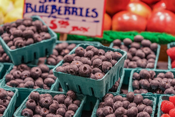 Blue berries displayed in Farmers Market