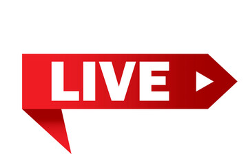 Red button for live stream. Online broadcast sign. Video streaming symbol. Vector illustration. Stock image.