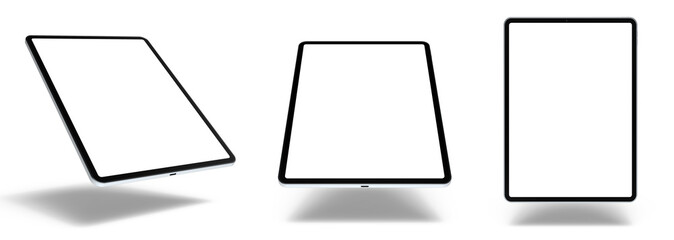 Empty screen tablet computer mock-up view on white background
