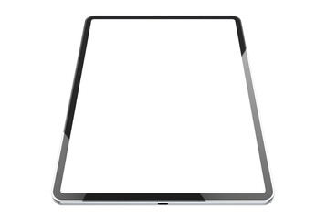 Empty screen tablet computer mock-up view on white background
