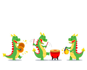 Fototapeta premium Chinese Kids Playing Music For Dragon Dance