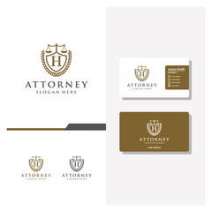 letter H law logo design and business card