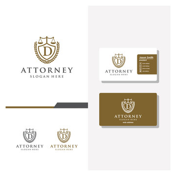 letter D law logo design and business card