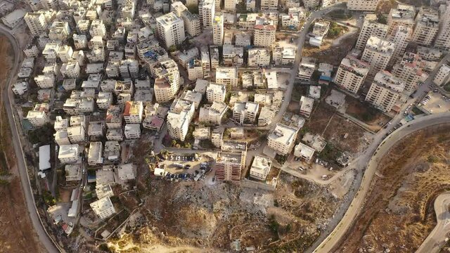 Palestinian refugees Camp Anata  Behind security wall – Aerial view
close to Pisgat zeev neighbourhood, Jerusalem, Israel/palestine
