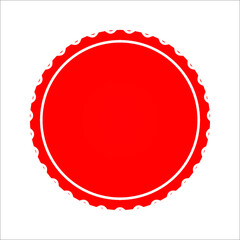 scalloped circles vector. Red Stamps vector icon isolated on blank background