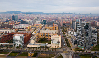 Fototapeta premium Panoramic view of modern areas in coastal zone of Barcelona