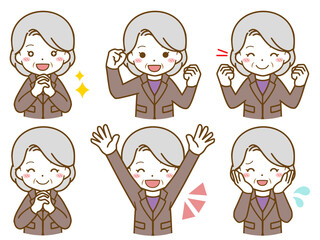 スーツを着た女性の楽しい表情