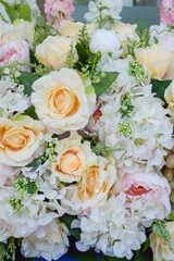 close up beautiful fabric rose flower