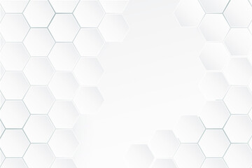 Abstract white background of Embossed surface Hexagon, honeycomb white Background ,light and shadow. Creative light and shadow style. Geometric mesh minimal clean gradient color for wallpaper. Vector 