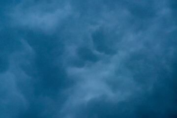 Blue color shade of dense cloud cover all of sky