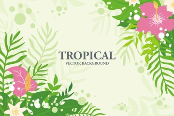 Cute tropical flower spring background, simple and trendy with flat style
