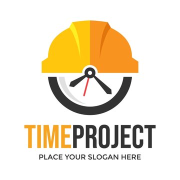 Time Project Vector Logo Template. This Design Use Clock Symbol. Suitable For Industrial.