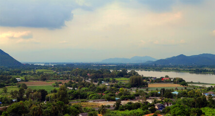 Erawan National Park, Thailand - View of River & Countryside from Wat Tham Sua Tower