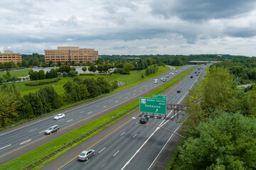 Aerial view of Interstate 270 at MD Route 27 (Father Hurley Boulevard) in Germantown, Montgomery...