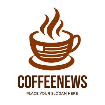 Coffee news vector logo template. This design use paper symbol. Suitable for business.