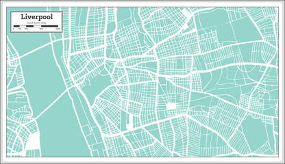 Liverpool Great Britain City Map in Retro Style. Outline Map.