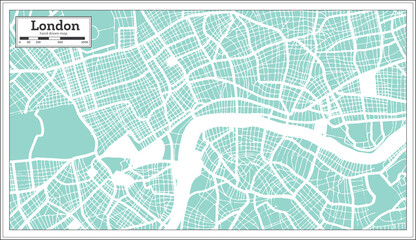 London Great Britain City Map in Retro Style. Outline Map.