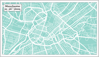Manchester Great Britain City Map in Retro Style. Outline Map.