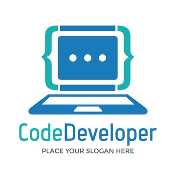 Code developer vector logo template. This design use laptop symbol. Suitable for technology.