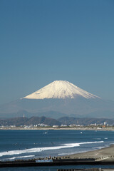 鵠沼海水浴場と富士山