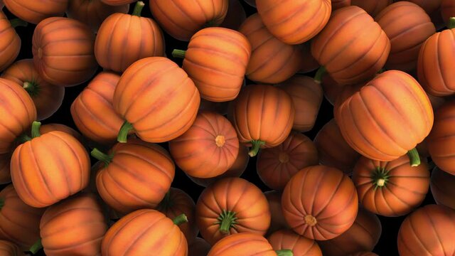 3D animation of a halloween pumpkin flow with alpha layer