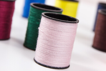 Colorful spools of thread. Accessories for needlework