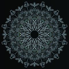 ornamental round lace pattern on black