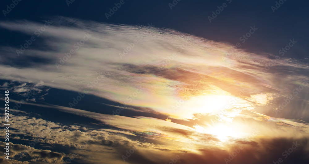 Canvas Prints Sun in Beautiful Cirrus Clouds at Sunset.