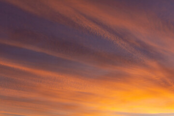 Fiery orange sunset sky in Autumn