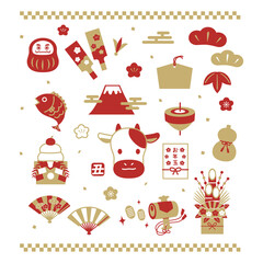 年賀状　イラスト素材セット