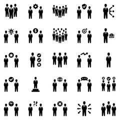 Business people icon set - vector illustration . business, people, team, group, leader, leadership, teamwork, businessman, boss, administration, icons .