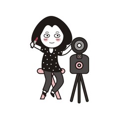 girl with a camera, beauty vlogger character