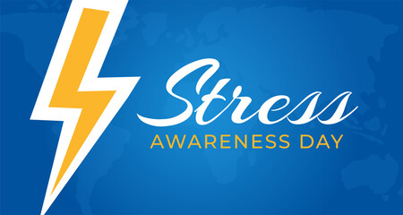 Blue and Orange Stress Awareness Day Background Banner Illustration