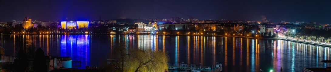 Winter night in Ternopil, Ukraine